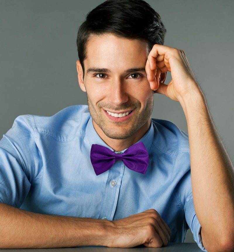 MD Style Bow Ties for Men Pre-Tied Adjustable - Classic Men's Bow Tie - Tuxedo Wedding Formal Bowtie Solid Color Bowties - Image 4